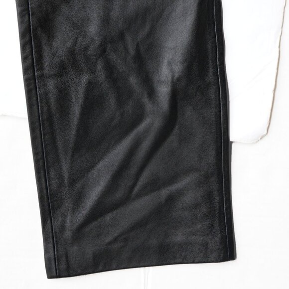 Vintage Black Leather Biker Pants 90s High Waist Biker Core Moto Biker Core Pant - Picture 10 of 11